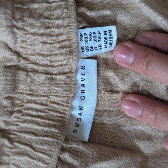 Susan Graver Beige Linen Blend Capris Size 2X Petite - Picture 2 of 5